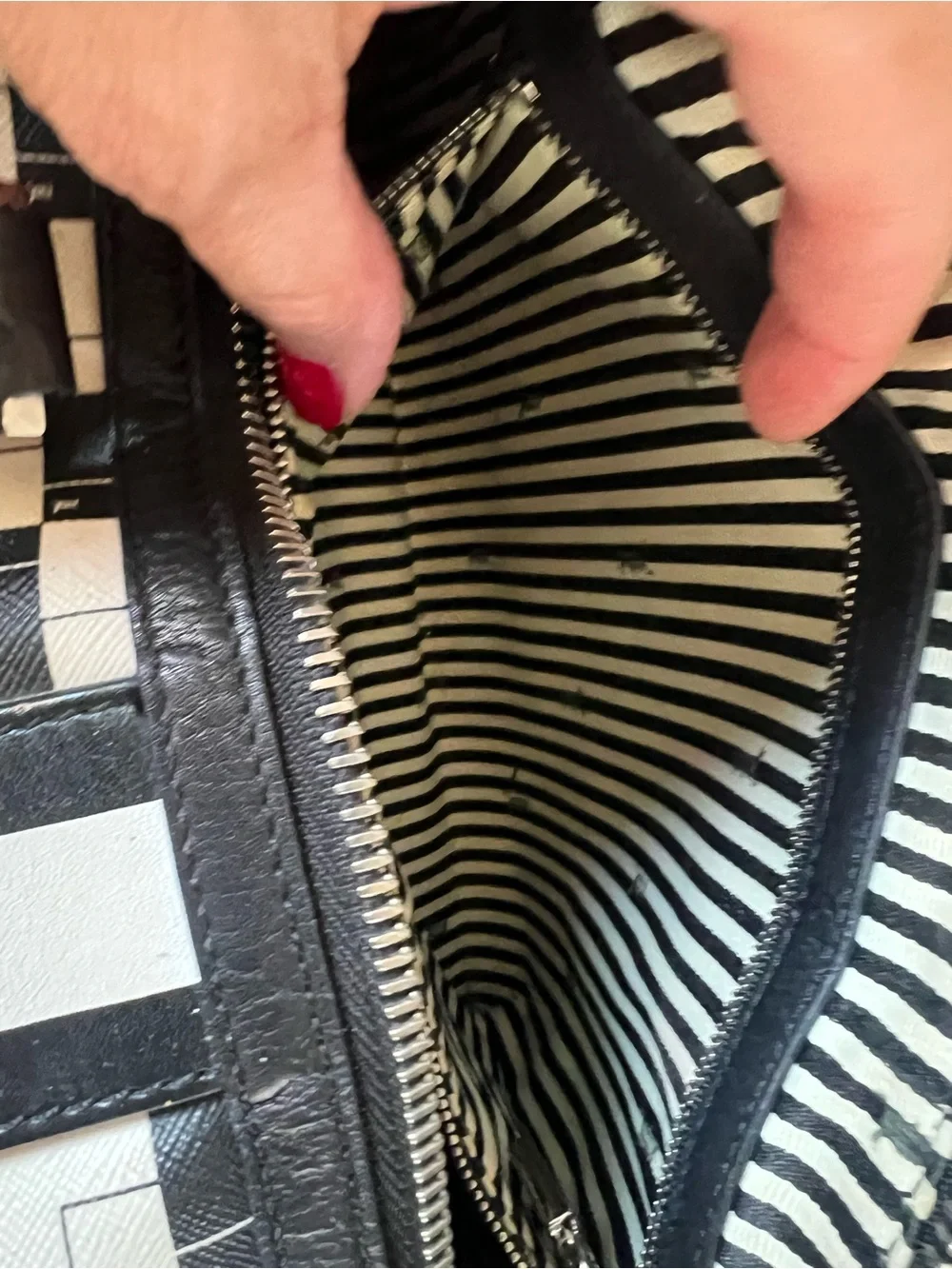L.A.M.B Satchel Black & White Geometric Satchel Handbag- Rare hard to find